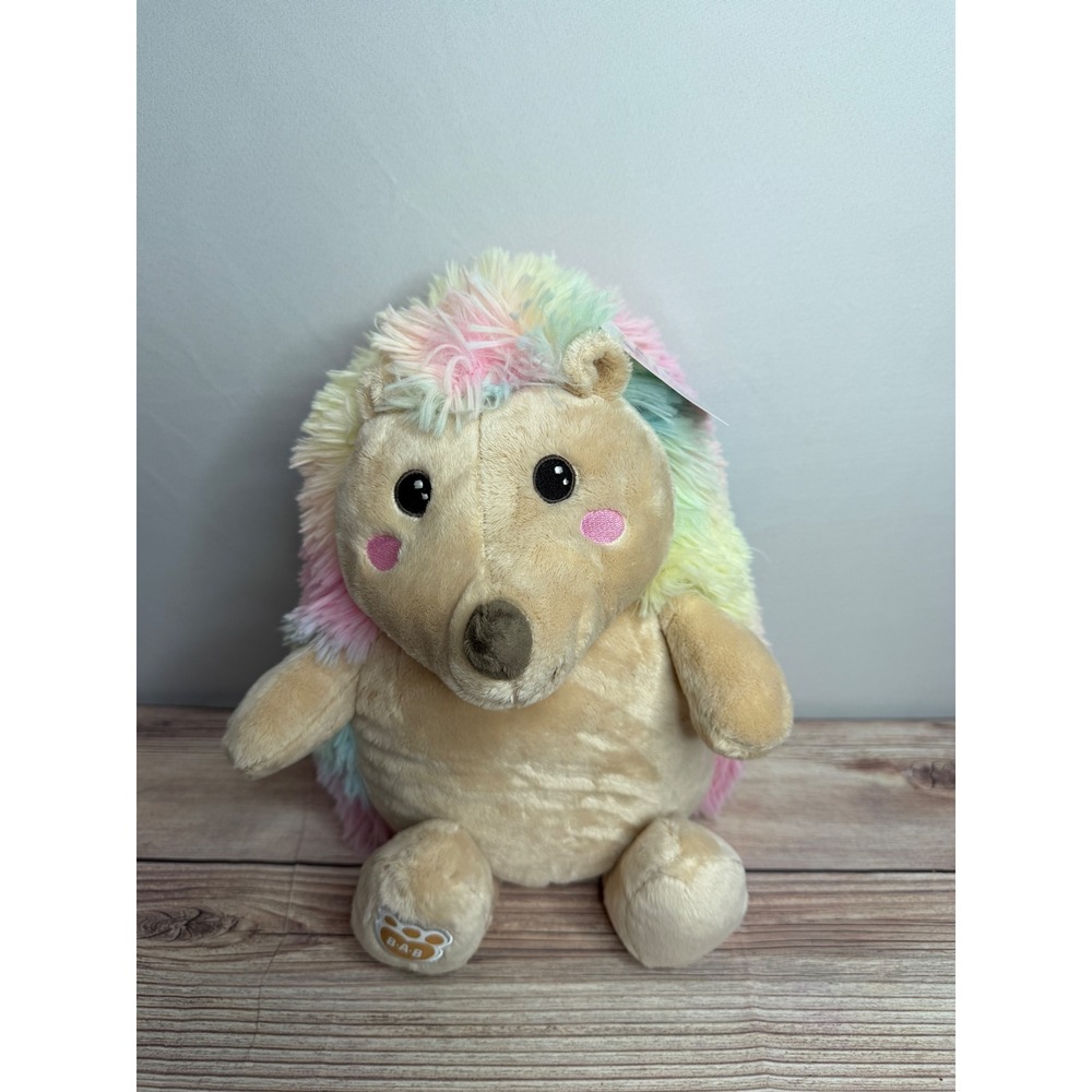 Build-A-Bear Workshop Rainbow Hedgehog Plush Pastel Stuffed Animal 16 inch NWT‎